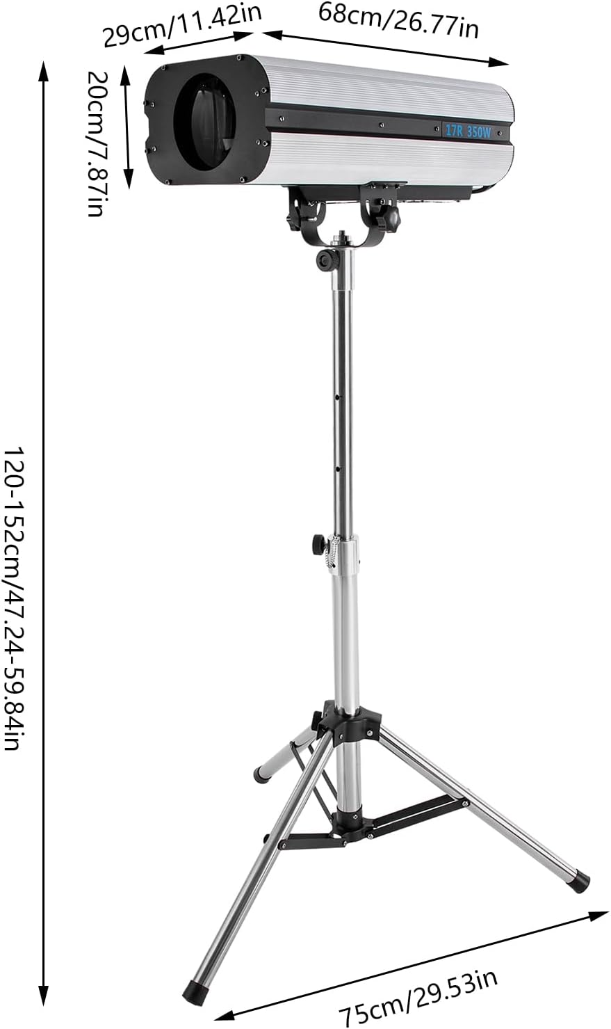 350W Stage Spotlight, LED Spotlight Follow Spot Light Manual Control Stage Light Adjustable Aperture DJ Wash Light with Stand, Professional Performance Lights for Party Disco Wedding