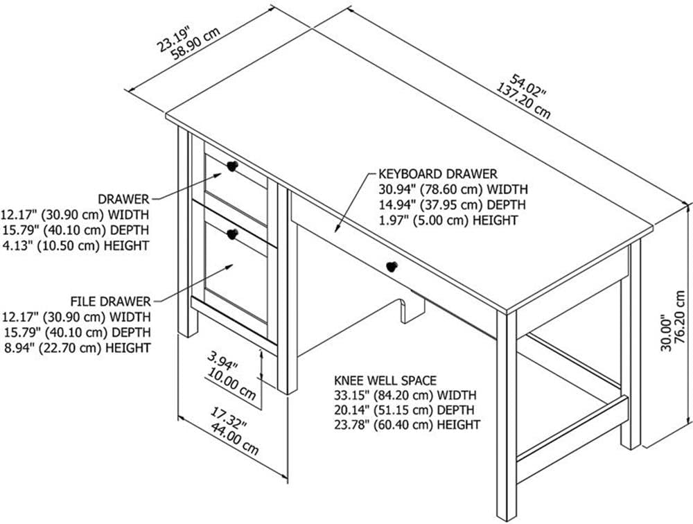 Bush Furniture Mayfield 54W Computer Desk with Drawers in Pure White and Shiplap Gray| Table and Storage for Home Office Workspace