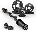 LIONSCOOL EZ Curl Bar Weight Set, 2 Inch Easy Curl Barbell with Weight Plates for Strength Training, Olympic Weightlifting, Squats, Curls, Deadlifts, Presses, Hip Thrusts, 350lbs/700lbs Weight Capacity