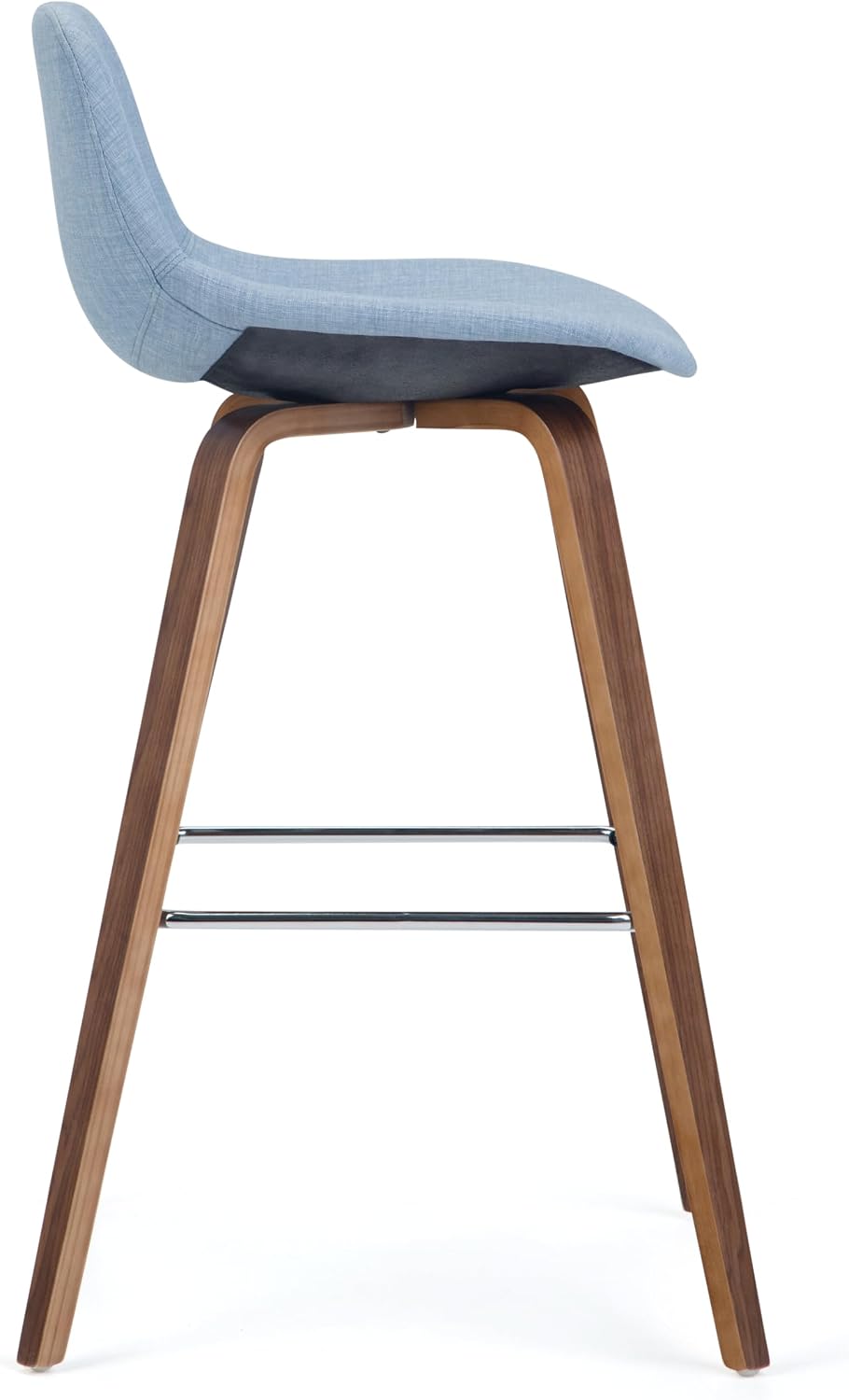 SIMPLIHOME Randolph Mid Century Modern 28 inch Bentwood Counter/ Bar Height Stool (Set of 2) in Denim Grey Linen Look Fabric for the Dining Room and Kitchen