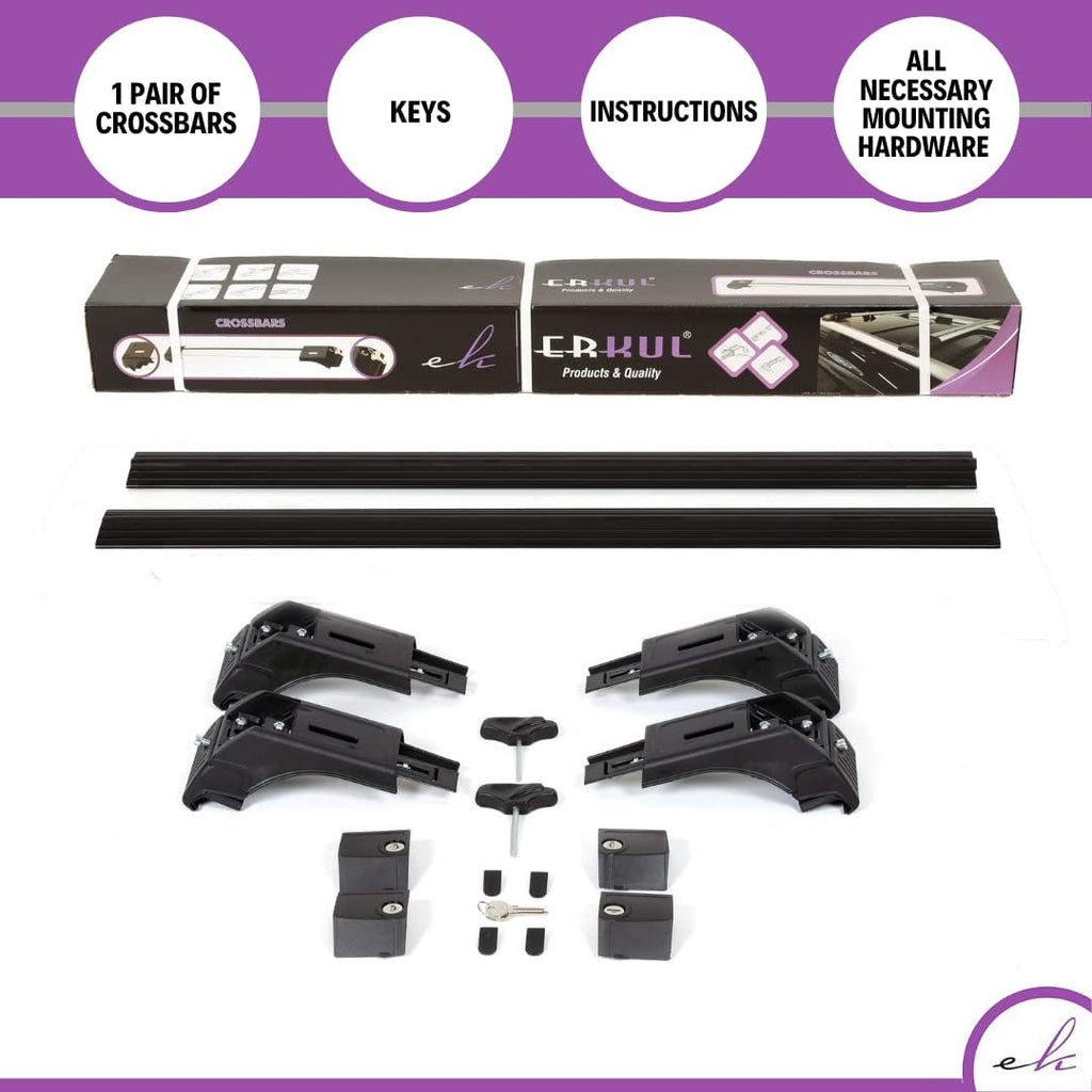 ERKUL Roof Rack Cross Bars for BMW X7 G07 2019-2026 | Aluminum Crossbars with Anti Theft Lock for Rooftop | Compatible with Raised Rails - Black