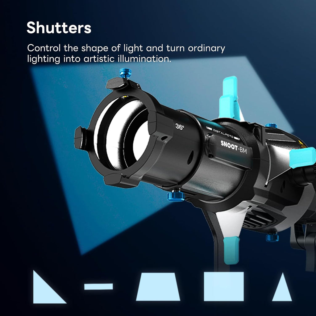 Bowens Mount Optical Snoot Photography,Spotlight Snoot Gobos kit for Monolight,Compatible with Aputure Amaran 100X/D 200D/X,150/300c,600x Pro,Godox SL60 Continuous Light etc