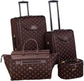 HomeStock Vintage Luggage Set 4 Piece - Antique Style Suitcase, Rolling Carry On, Doctor Bag, Cosmetic Case