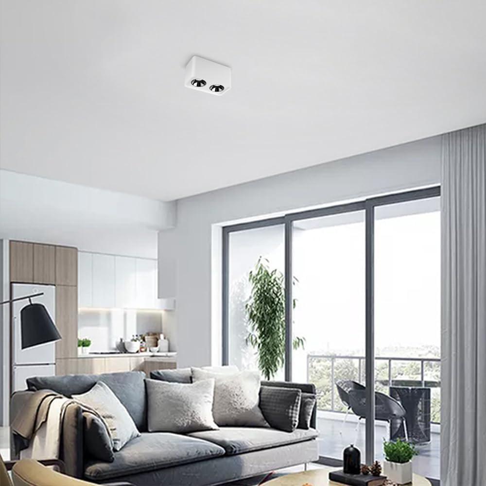 Led Spotlight 2-Way Square Flush Mount Lamp White Directio l Downlight Accent Spotlights Indoor for Kitchen Bedroom Living Room Hallway