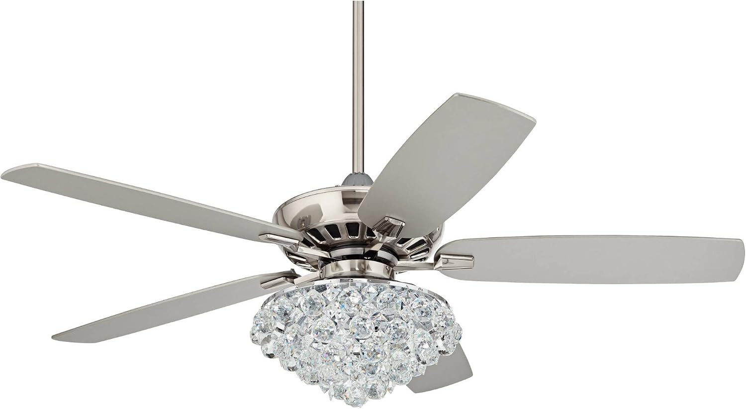 Casa Vieja 52' Journey Indoor Ceiling Fan with Light LED Dimmable Remote Control Brushed Nickel Silver Blades Crystal Ball Diamond Beads for Living Room Kitchen Bedroom Family Dining