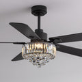 Crystal Fandelier Ceiling Fan with Light,Chandelier Ceiling Fan with Remote and APP Control,Quiet Light for Bedroom, 3 Color Temperature, 52 Inch vintage ceiling fan With 6 Speeds