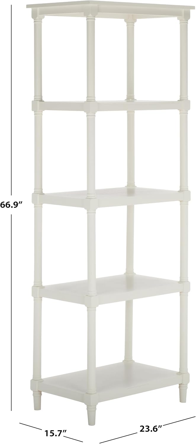 SAFAVIEH Home Collection – Odessa White 5-Tier Bookcase, Modern Storage Shelf Unit for Living Room, Bedroom, or Home Office (AMH5721C)