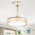 Bella Depot Retractable Ceiling Fan with Lights and Remote with 3 Color Change, Timing Options, Silent Noiseless for Dining Room Bedroom Kitchen (Gold, 36')