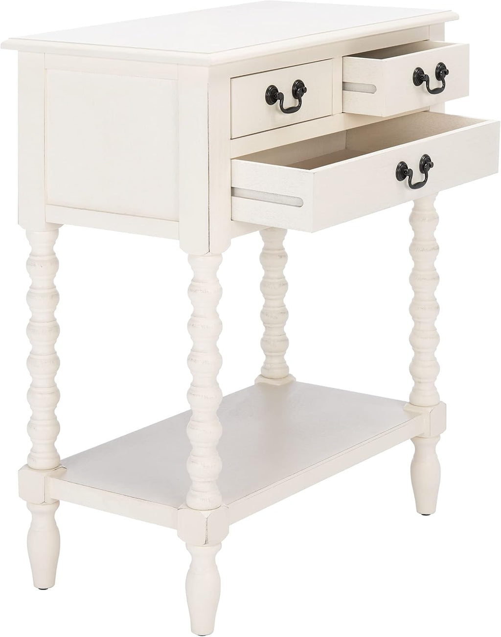 SAFAVIEH Furniture - Athena 3-Drawer Console Table - Distressed White - Solid Wood - Farmhouse Classic Design - Ideal for Entryway, Living Room, Hallway, 23.5' W x 13' D x 29.5' H (CNS5703A)