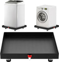 GarveeTech 2025 NEW Heavy-Duty Carbon Steel Washing Machine Pan with Connector & Hole - 27 in x 25 in × 2 in Rust-Free Water, with 4 Anti-Vibration Feet, Protects Floor From Water Damage Protection