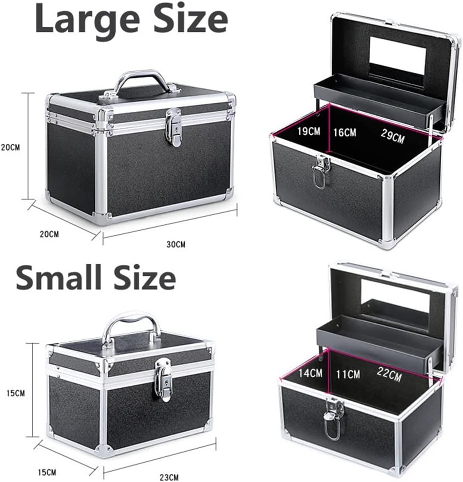 Ladies Large Professional Cosmetic Bag Buckle Storage Suitcase Beauty Box (Svart 15 * 15 * 30cm)