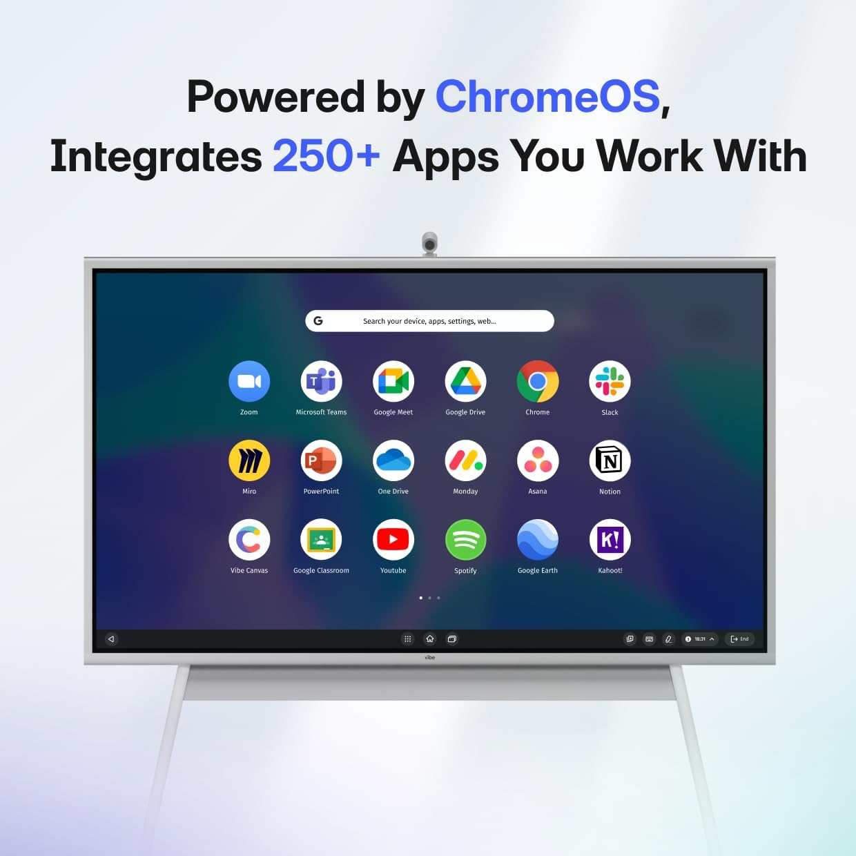 Vibe S1 4K UHD Smart Board, 55 Inch Digital Whiteboard for Office and Classroom, Chrome OS and 250+ Free Apps, Electronic Presentation Meeting Device for Hybrid Work, Interactive Touchscreen Display
