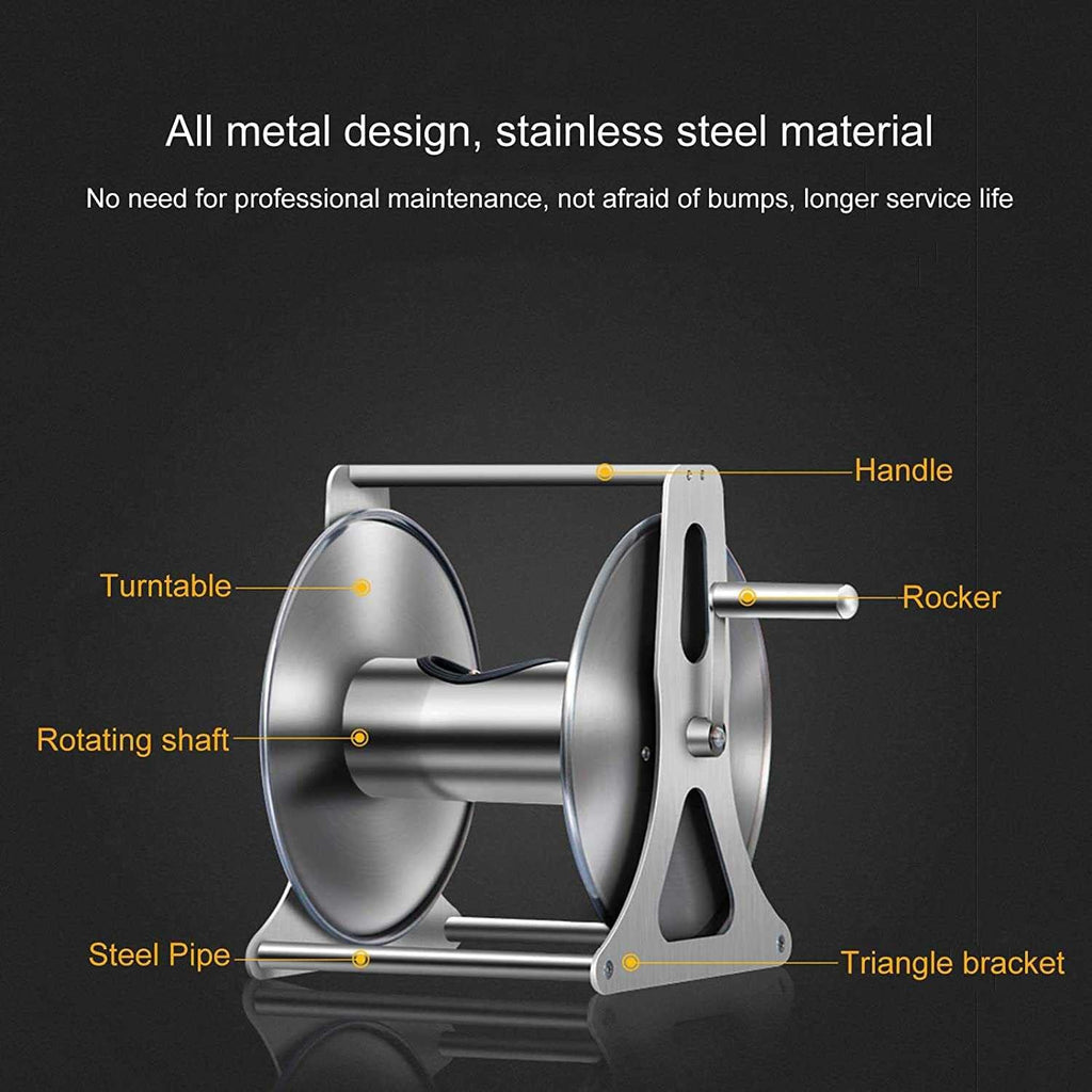 Removable Or Wall-Mounted Garden Hose Reel,Stainless Steel Metal Water Pipe Storage Rack Frame,Retractable Hose Winder Set,for Gardening Irrigation,Car Washing,Cleaning Windows and Doors