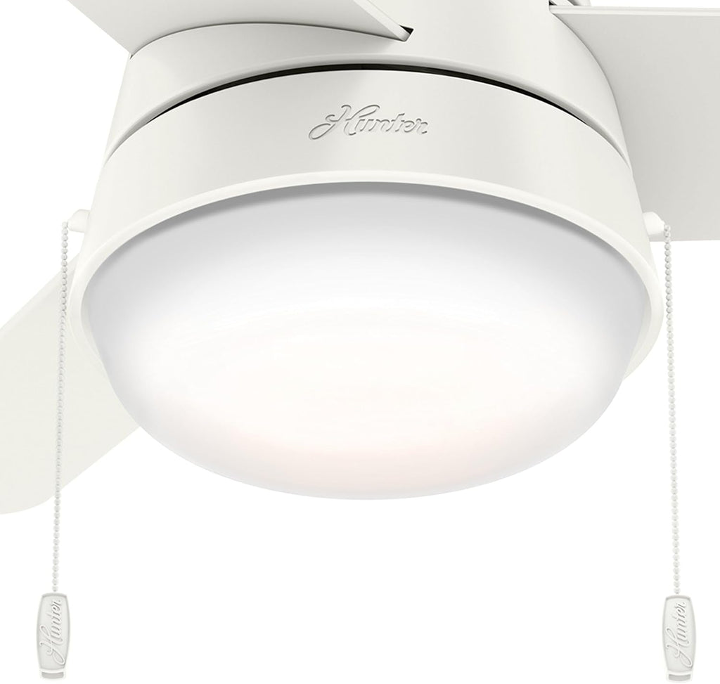 Hunter Fan 36 Inch Fresh White Indoor Ceiling Fan with Light and Pull Chain for Bedroom, Kitchen, Living Room (Renewed)