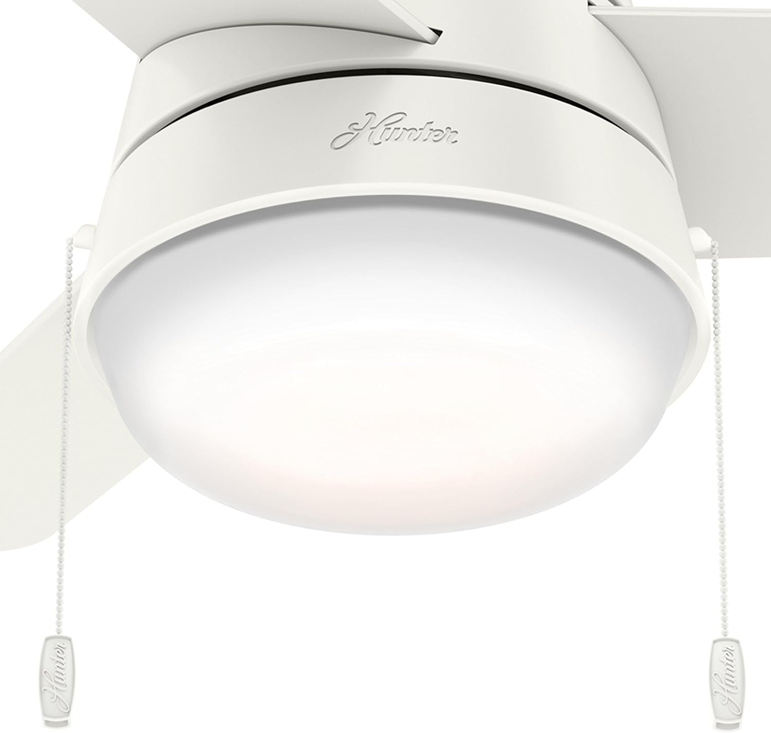 Hunter Fan 36 Inch Fresh White Indoor Ceiling Fan with Light and Pull Chain for Bedroom, Kitchen, Living Room (Renewed)