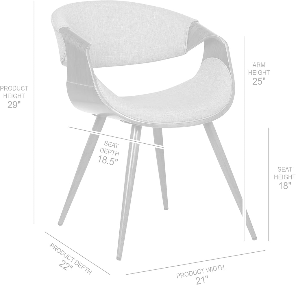 Armen Living Butterfly Mid-Century Dining Chair in Walnut Finish and Blue Fabric