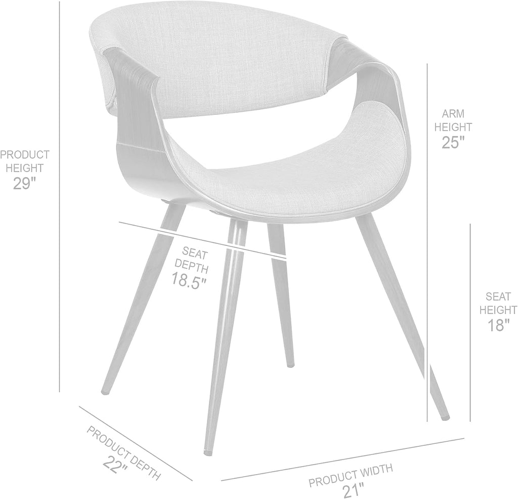 Armen Living Butterfly Mid-Century Dining Chair in Walnut Finish and Green Fabric
