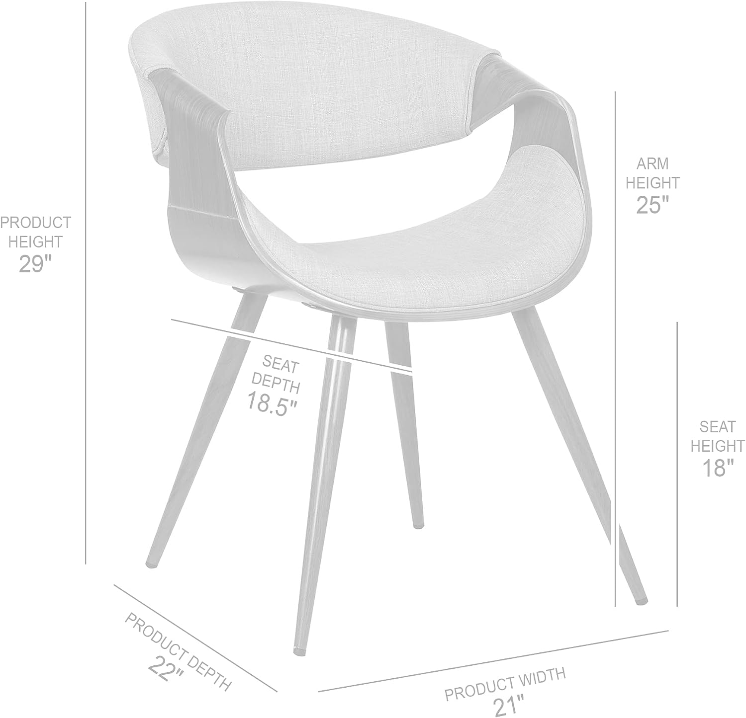 Armen Living Butterfly Mid-Century Dining Chair in Walnut Finish and Green Fabric