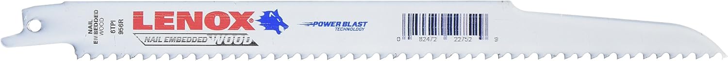LENOX Tools Wood Cutting Reciprocating Saw Blade with Power Blast Technology, Bi-Metal, 9-inch, 6 TPI, 50/PK