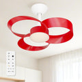 FANX 22 Inch Ceiling Fan with Light and Remote, Quiet DC Motor, Dimmable LED, Reversible 3-Speed Control, Easy Installation Downrod Fan for Small Rooms (Red)