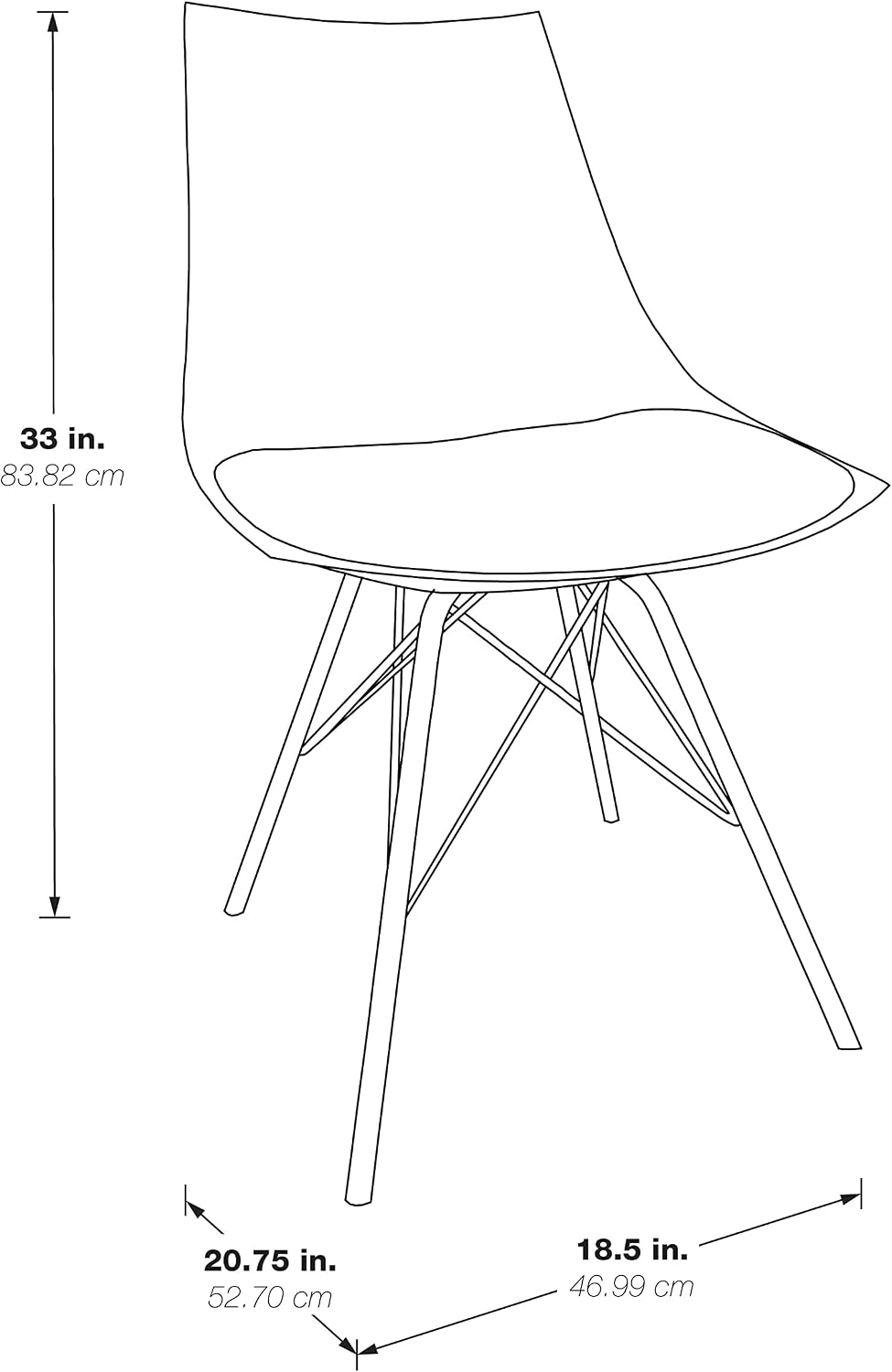 OSP Home Furnishings Oakley Mid-Century Modern Bucket Dining Chair with Faux Leather Padded Seat, Desert Rose