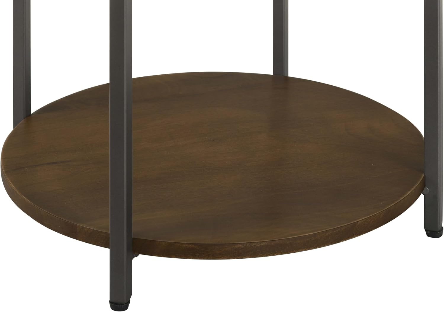 Coaster Home Furnishings - Noemie - Mango Wood and Marble - 17.5-Inch Round Accent Side Table with Marble Top and Round Shelf - Living Room - White, Brown and Gunmetal - 931204