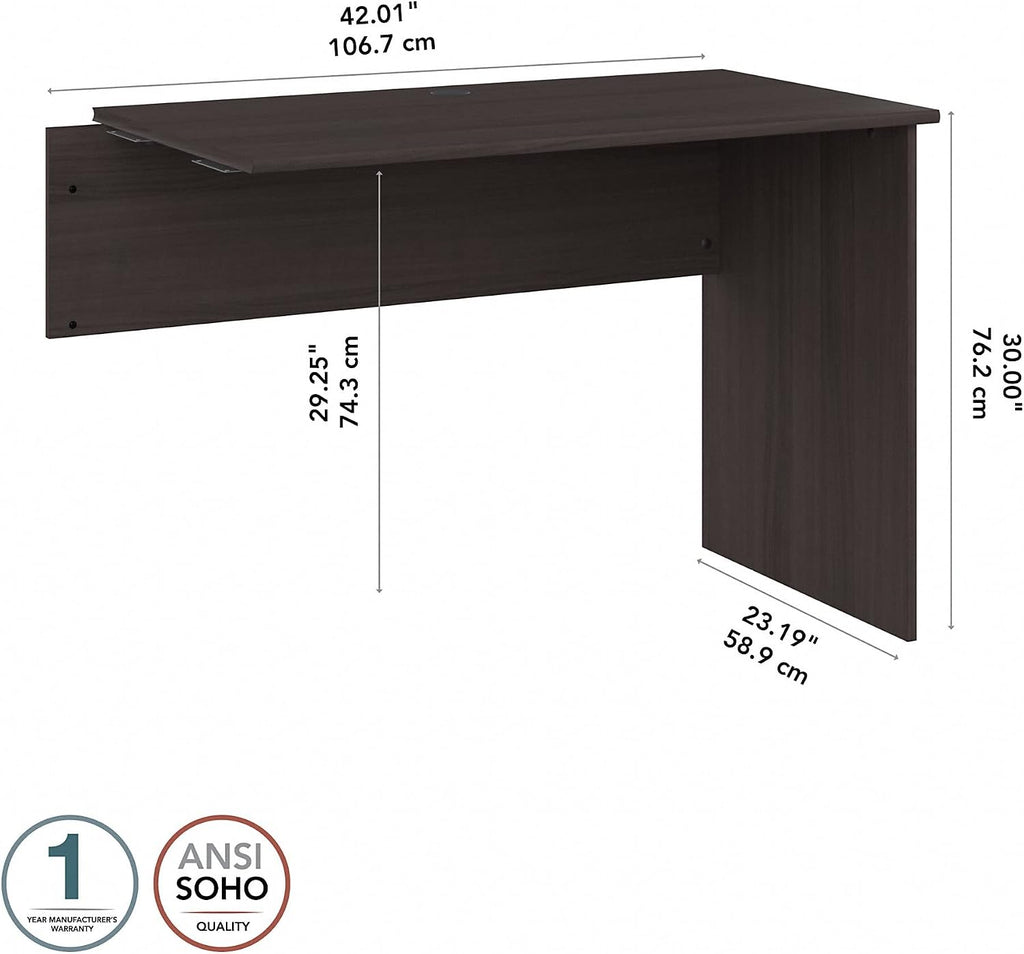 Bush Furniture Cabot 42W Shell Desk Return in Heather Gray