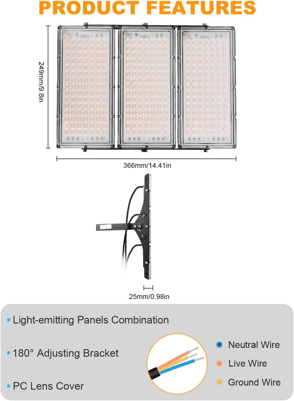 2 Packs 300W LED Flood Light-30000LM Outdoor Security Light 3200K Warm White Super Bright IP66 Waterproof-120° Lighting Angle & 180° Adjustable Bracket for Warehouse Garage Stadium