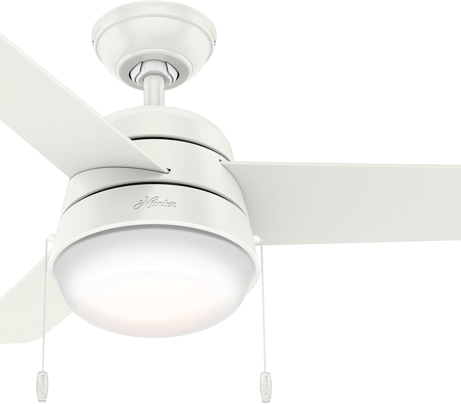 Hunter Fan 36 Inch Fresh White Indoor Ceiling Fan with Light and Pull Chain for Bedroom, Kitchen, Living Room (Renewed)