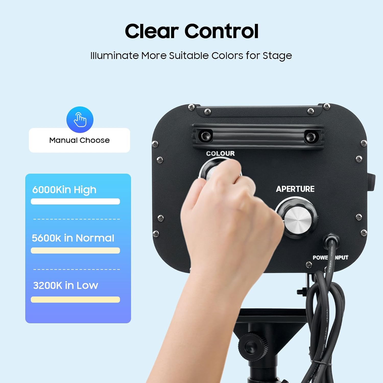 230W Stage Spotlight, Manual Control Follow Spot Light with Tripod Adjustable Aperture DJ WashLight LED Stage Spotlight for Party Disco Wedding Birthdays Christmas Party Show