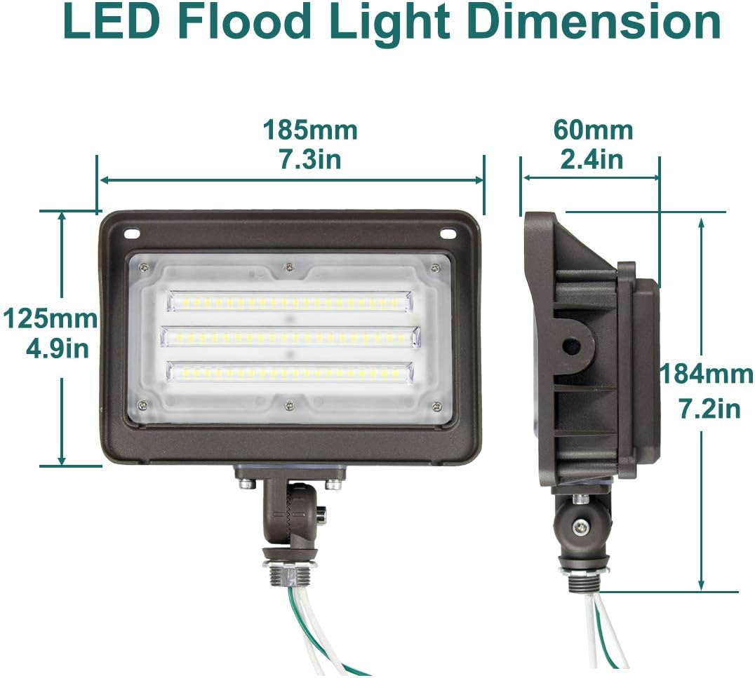 kadision LED Flood Light Outdoor with Dusk to Dawn Photocell, 50W 6500LM IP65 Waterproof Adjustable Knuckle Mount LED Flood Lights 5000K 100-277V ETL Listed (Pack of 3)