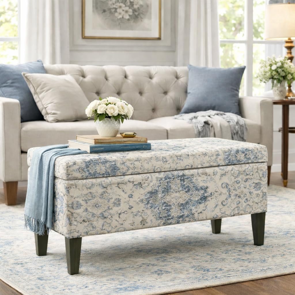 HomePop 36' Decorative Storage Bench - Antiqued Blue