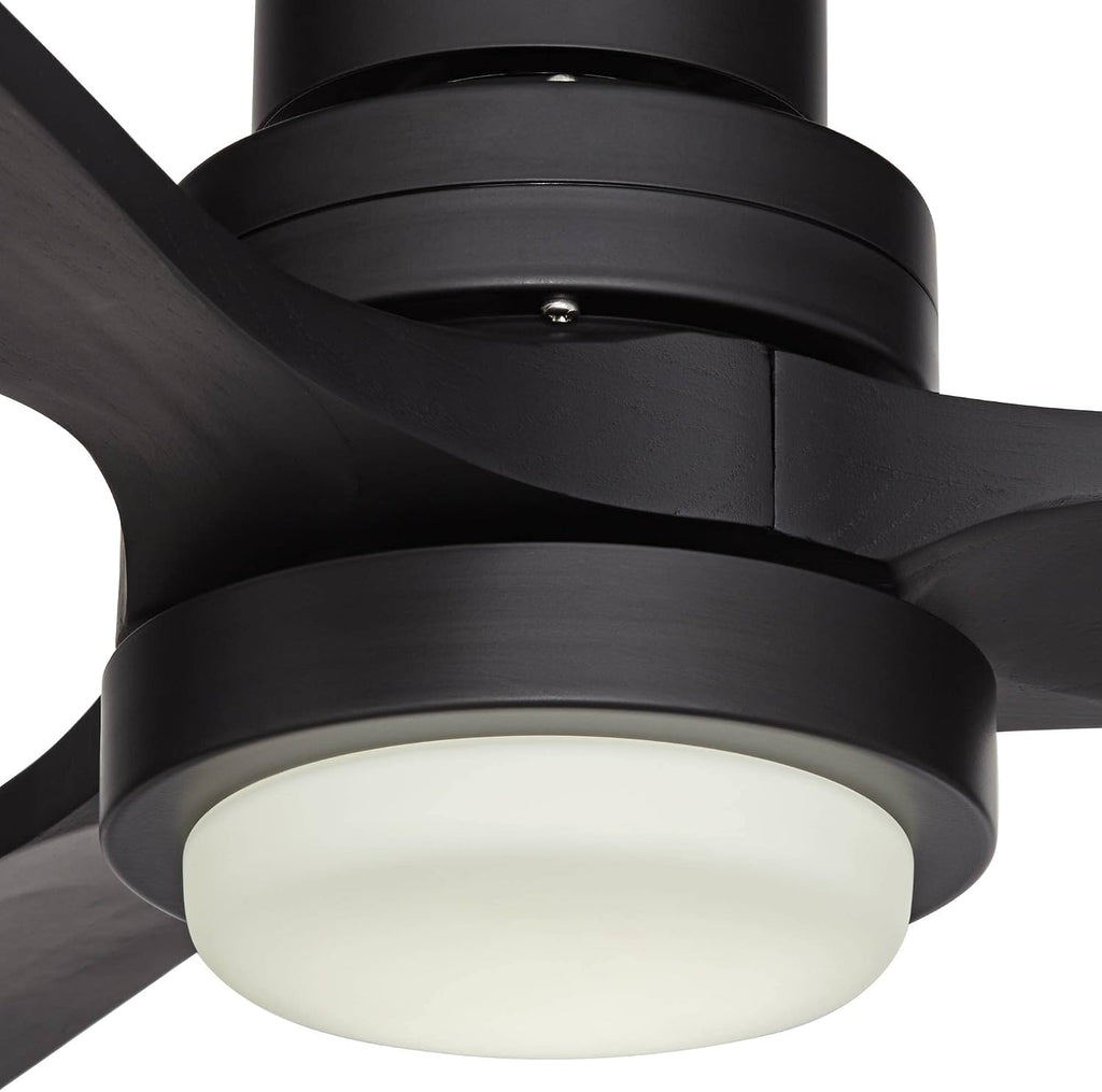 Casa Vieja 52' Delta DC Modern Indoor Outdoor Ceiling Fan 3 Blade CCT LED Light Remote Control Matte Black Finish Wood Blades Bedroom Living Room Kitchen Garage Dining DC Motor Decorative Dimmable