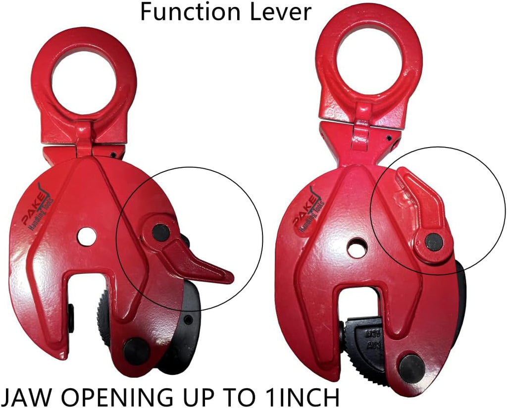 Vertical Plate Clamp - Heavy Duty Durable Lifting Clamp with Lock Handle 2200-6600 lb Working Load Limit (WLL) (6600lb 3Ton)