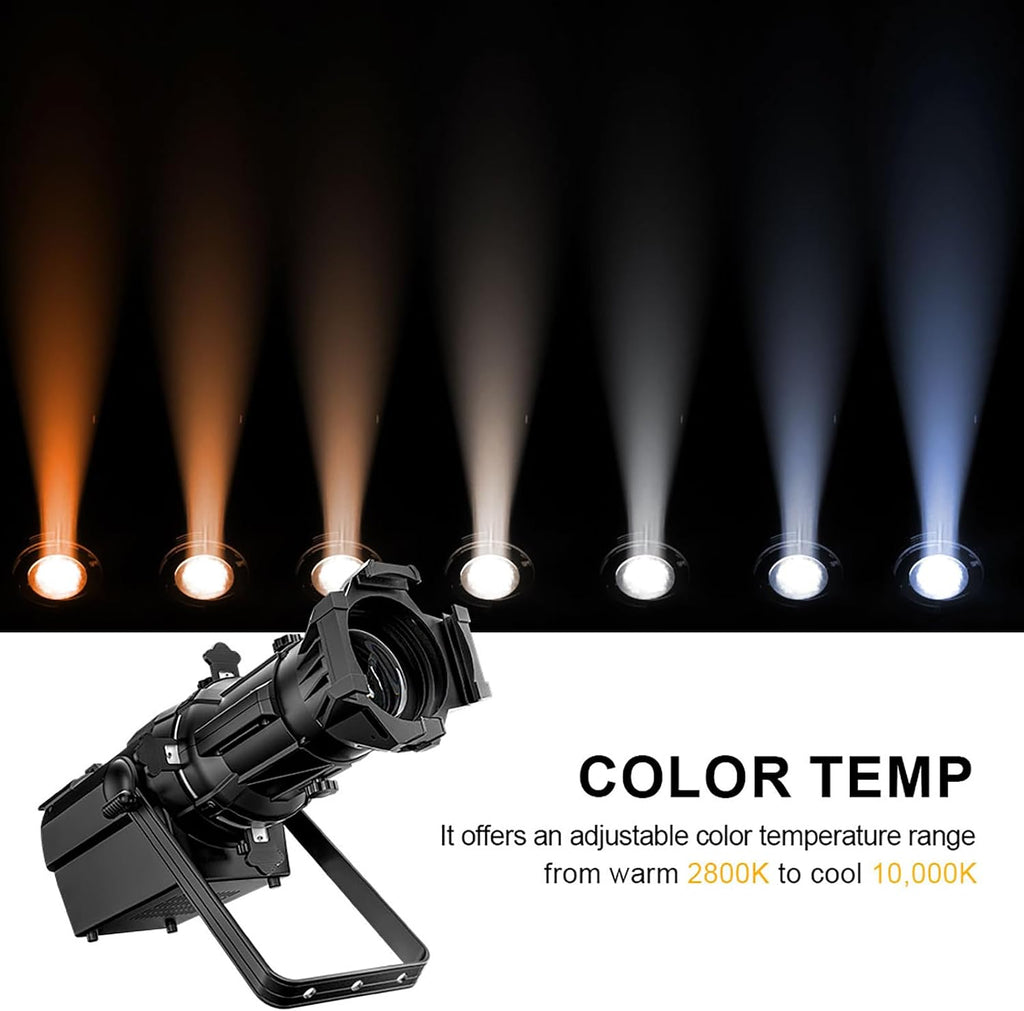 stagelight SHEHDS LEKO Profile Stage Spotlights LED Zoom 250W Cool White+Warm White, 19° Angle, 2800K to 10,000K Par Ellipsoidal Lights, DMX512 Disco DJ Lights for Show