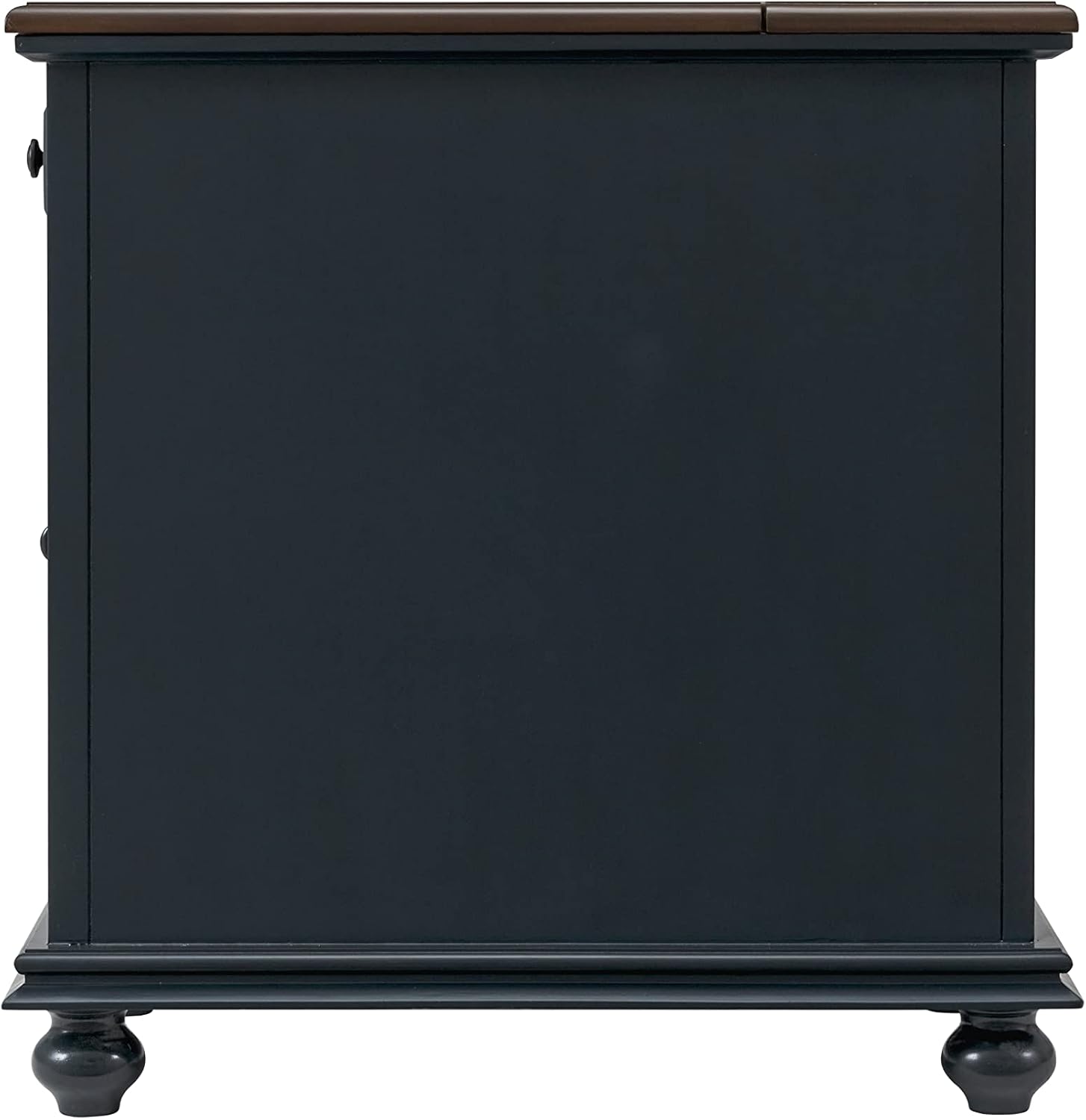 Martin Svensson Home Elegant Chairside End Table with Power — 24″W x 16″D x 25″H, Catalina Blue with Walnut Top — Transitional Painted Accent Table with Flip-Top USB Charging, Drawer & Cabinet Storage