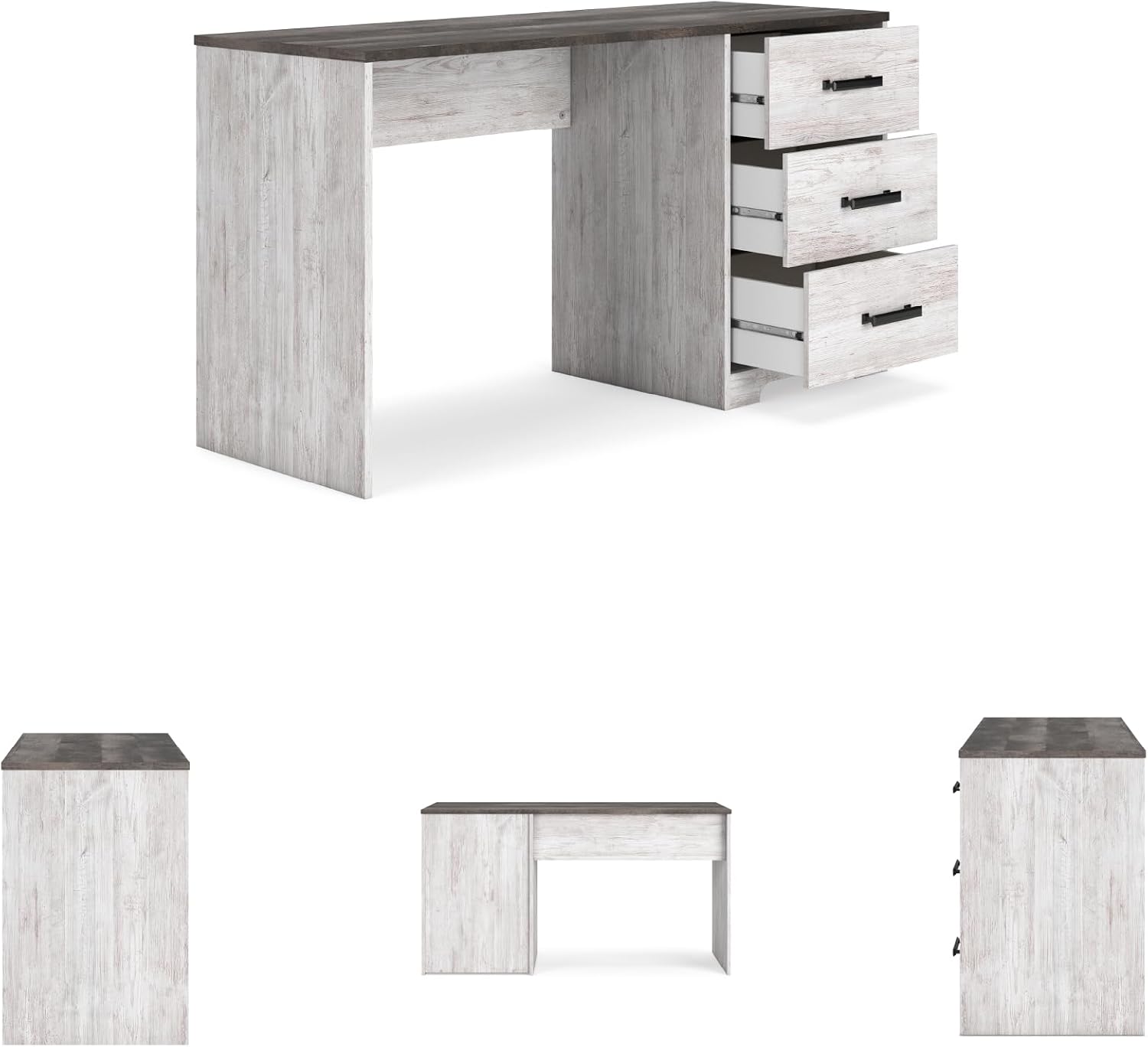 Signature Design by Ashley Shawburn Farmhouse 3-Drawer 54' Home Office Desk, White & Gray