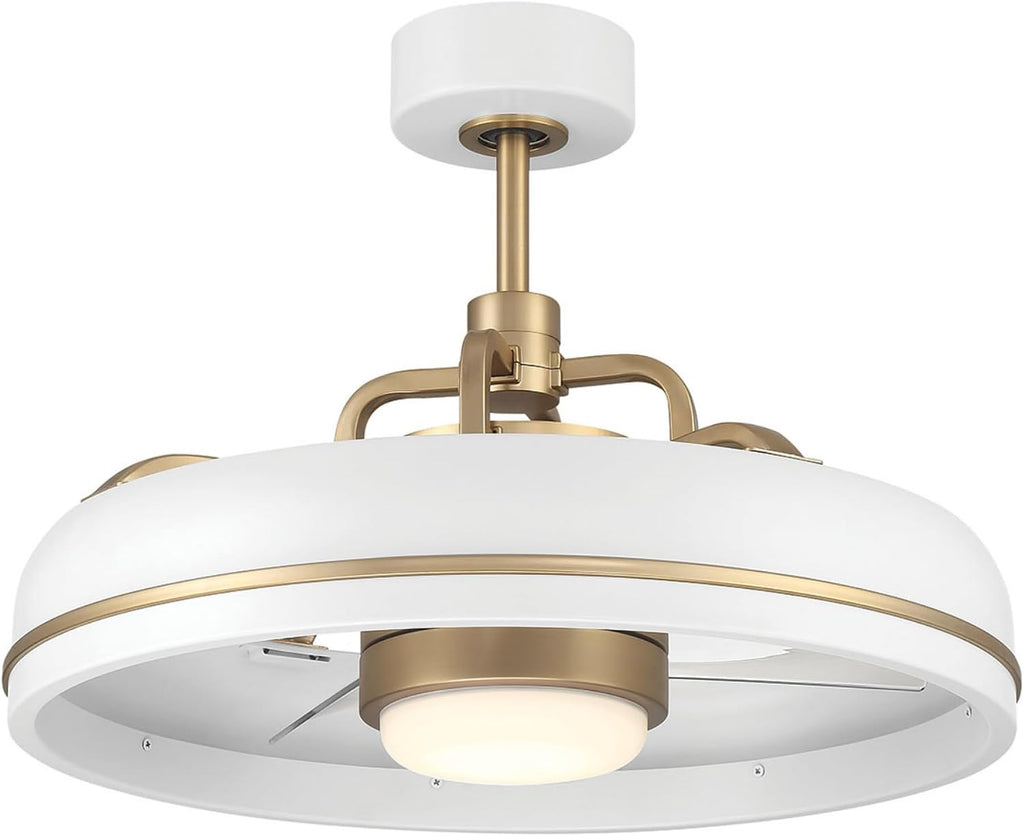 Craftmade TYL24WSB3-NWF Taylor 24 Inch 3 Blade Ceiling Fan | White and Satin Brass Finish with Clear Acrylic Blades | Integrated 1167 Lumens LED 3000K | Remote Included | DC Motor Indoor Fandelier