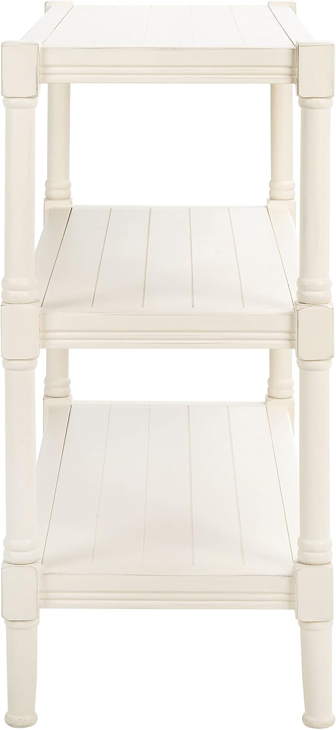SAFAVIEH Home Collection Rafiki Distressed White 3-Shelf Console Table CNS5715A
