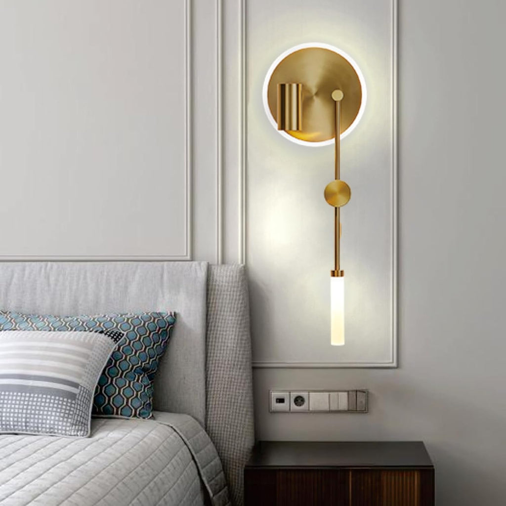 Hyunbae Wall Sconces, 3-Light Sources Gold Wall Lights, 360° Adjustable Spotlight, Dimmable Modern Gold Wall Sconce Vanity Light Fixtures, LED Wall Lighting for Living Room Bedroom Hallway