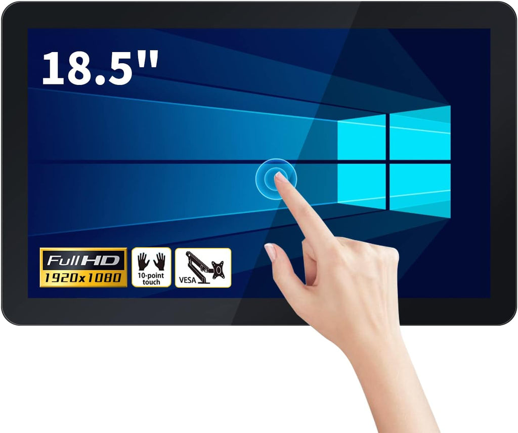 18.5 inch Touchscreen Industrial Computer Monitor, Wall Mountable WiFi & BT Smart Board for Office & Classroom, 1080P Display, Win-11 Pro, Core i7, 8GB RAM & 512G SSD