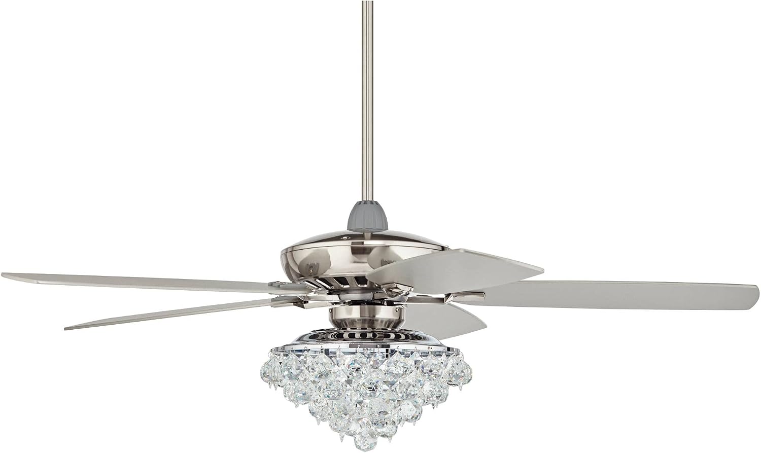 Casa Vieja 52' Journey Indoor Ceiling Fan with Light LED Dimmable Remote Control Brushed Nickel Silver Blades Crystal Ball Diamond Beads for Living Room Kitchen Bedroom Family Dining