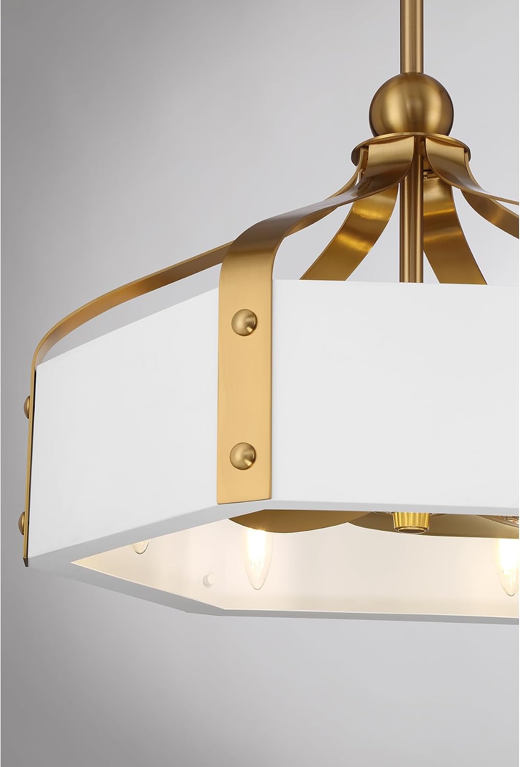 Savoy House Sheffield 14 in. Indoor White with Warm Brass Accents Ceiling Fan Dallier with LED Bulbs 26-FD-7806-142