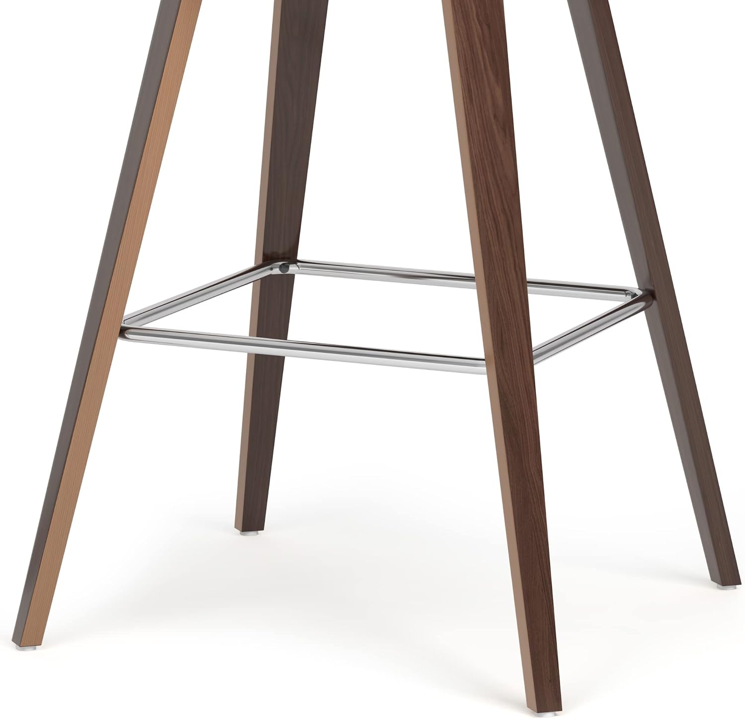 SIMPLIHOME Randolph Counter Stools (Set of 2) - 28 Inch Seat Height Upholstered Bentwood Bar Stools in Cream PU Faux Leather, Mid Century Modern Seating with Curved Backrest and Chrome Footrest