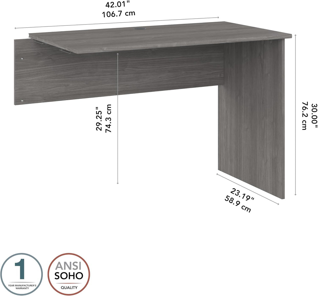 Bush Home Cabot 42W Shell Desk Return in Modern Gray