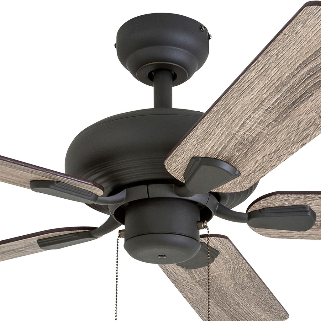 Prominence Home Russwood, 42 Inch Farmhouse Ceiling Fan with No Light, Remote Control, Three Mounting Options, 5 Dual Finish Blades, Reversible Motor - 50751-01 (Bronze)