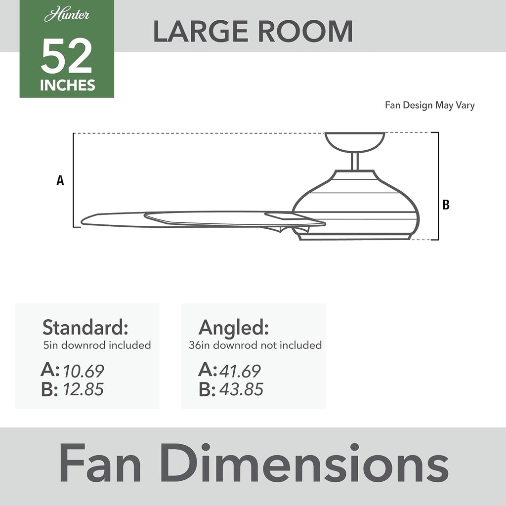 Hunter 52 in. Outdoor Industrial Ceiling fan in Matte Black, 3-Blade (Renewed)