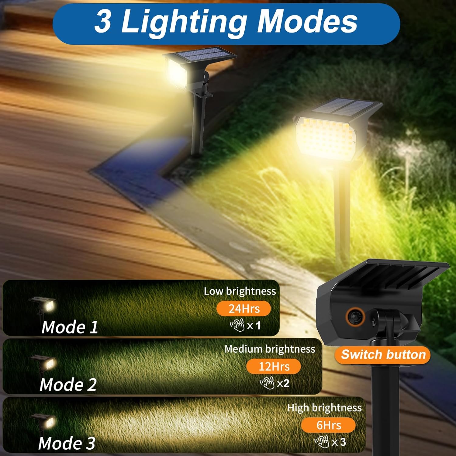 24 Pack Outdoor Solar Lights for Yard Garden, Include 12 Pack Solar Spotlights Outdoor Waterproof Warm White&12 Pack Solar Lights for Outside Cool White