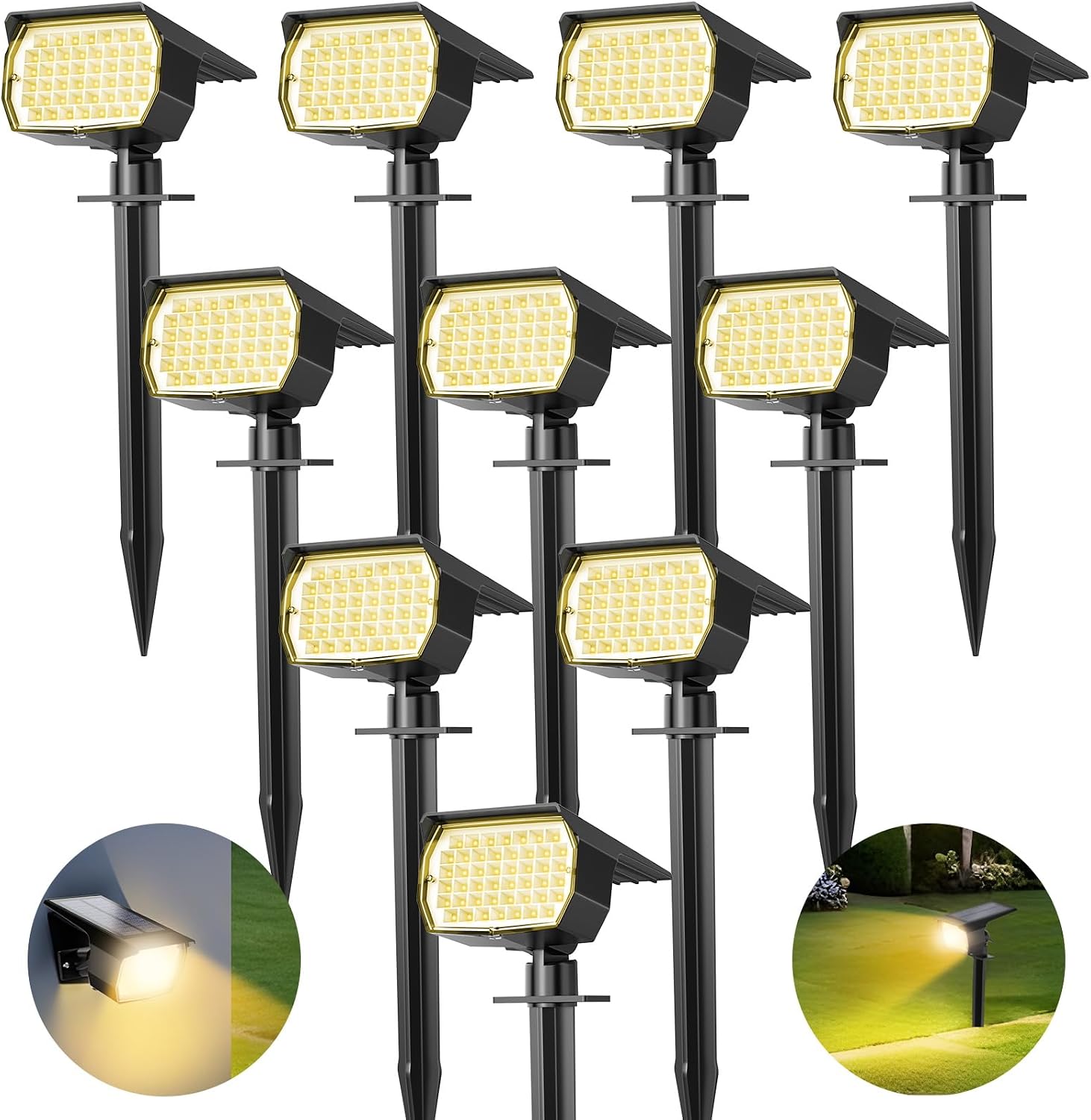 Bundle of Tadyreal 46 LED Solar Spot Lights Outdoor Cool White10 Pack + Warm White 10 Pack