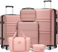 Kono Suitcase Luggage Set Expandable(only 28') Lightweight PC+ABS Carry On Hardside Luggage with TSA Lock Spinner Wheels (Nude/Rose Pink, 6 piece set)